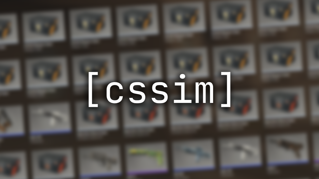 CS Simulator title over a blurred Counter-Strike inventory
