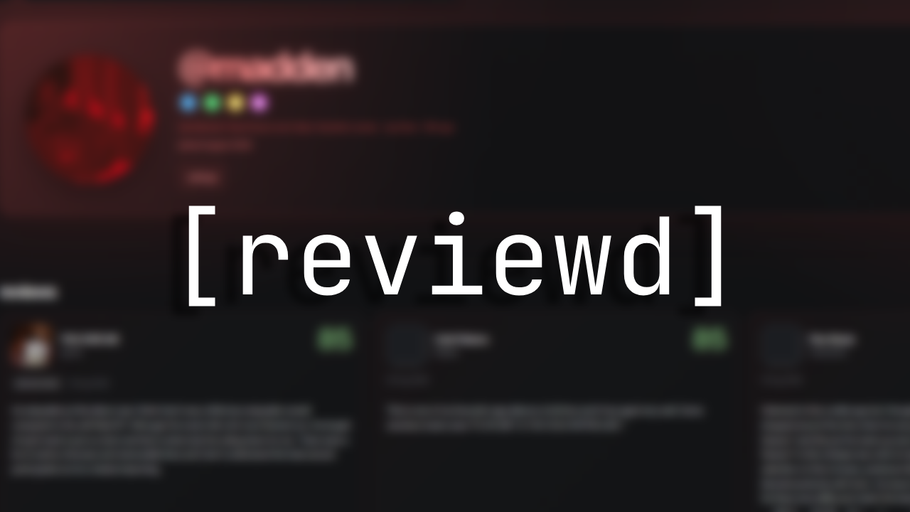 reviewd title over a blurred profile and review interface